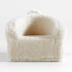 Crate Kids Large Cream White Mongolian Faux Fur Kids Lounge Barrel Chair Cover